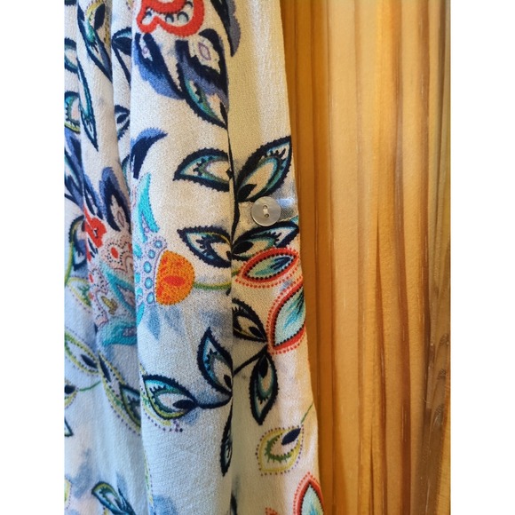 Daniel Rainn Top 3/4 Sleeve Sz S Floral Print Hi-Lo Rayon Koda Split Neck Shirt - Picture 5 of 12
